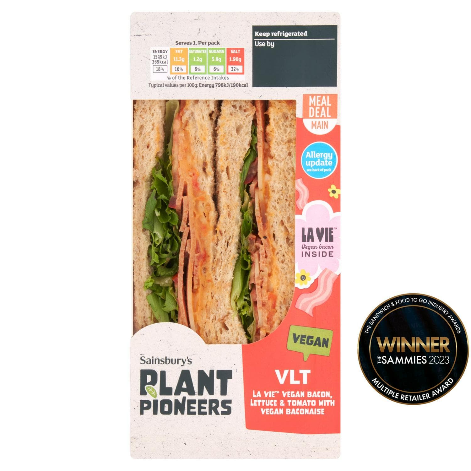 Plant Pioneers VLT La Vie Vegan Bacon, Lettuce & Tomato with Vegan Baconaise