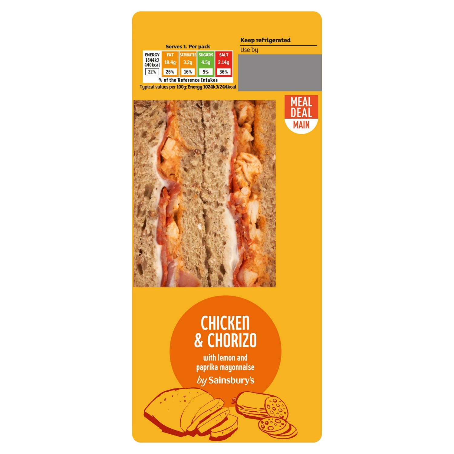 Sainsbury's Chicken & Chorizo with Lemon & Paprika Mayonnaise Sandwich